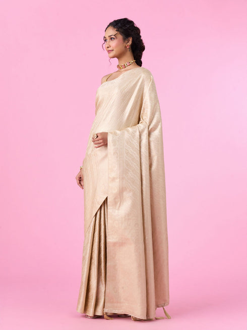 Mohey Cream Radiance Banarasi Saree