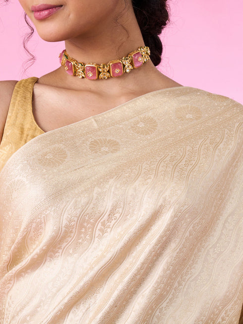 Mohey Cream Radiance Banarasi Saree