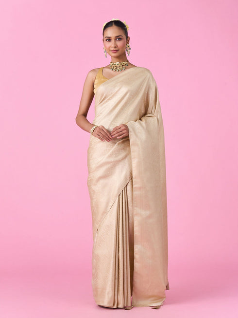 Mohey Elegant Cream Banarasi Saree Artistry