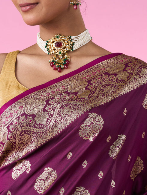 Mohey Splendour Wine Beauty Saree