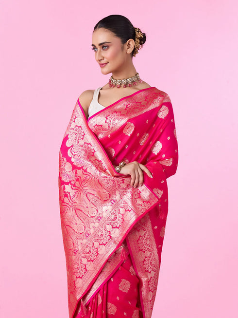 Mohey Ravishing Rani Pink Saree