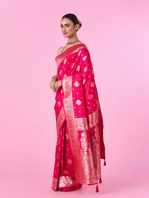 Mohey Ravishing Rani Pink Saree