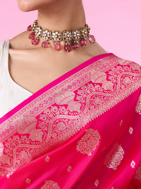 Mohey Ravishing Rani Pink Saree