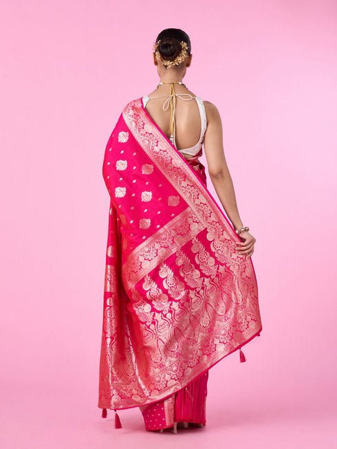 Mohey Ravishing Rani Pink Saree