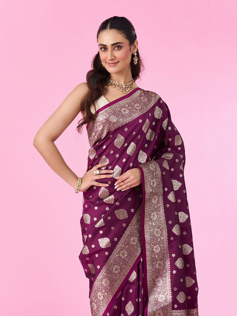 Mohey Wine Color Gifting Saree