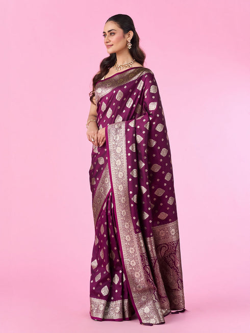 Mohey Wine Color Gifting Saree
