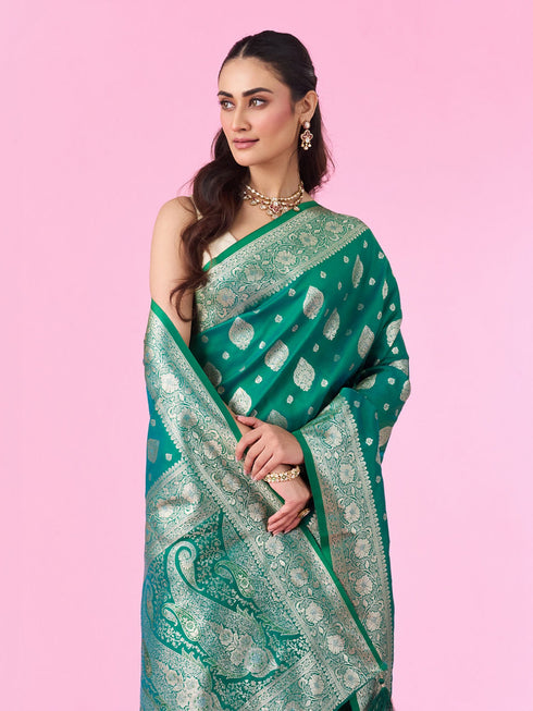 Mohey Radiant Rama Green Saree