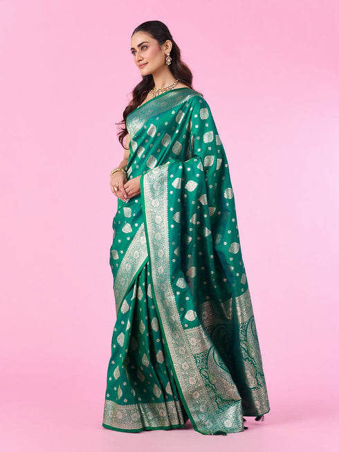 Mohey Radiant Rama Green Saree