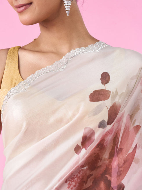 Mohey Elegant Brown Organza Saree