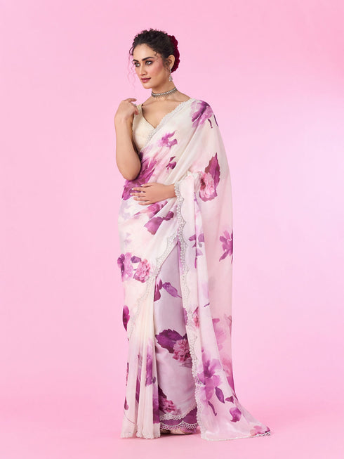 Mohey Purple Party Wear Saree