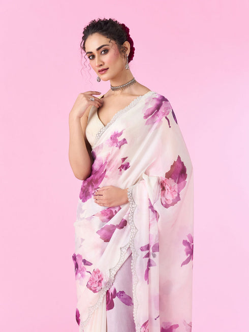 Mohey Purple Party Wear Saree