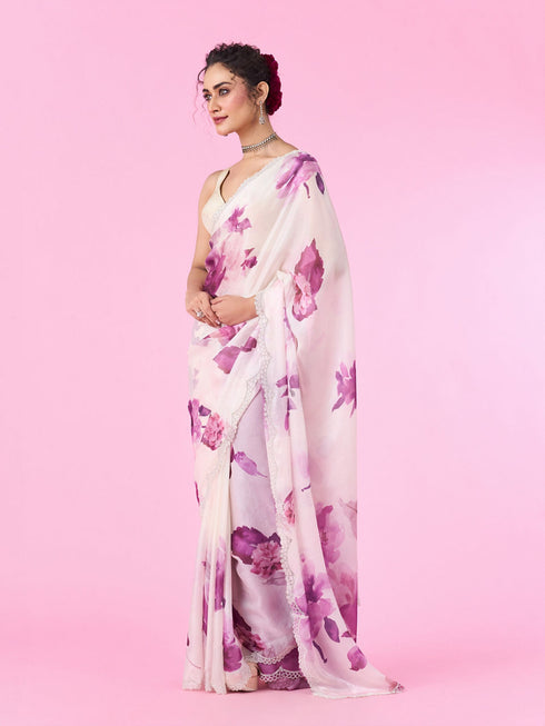 Mohey Purple Party Wear Saree