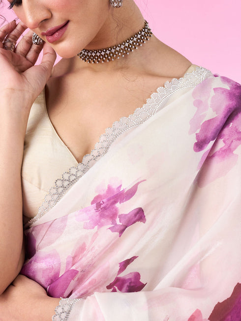 Mohey Purple Party Wear Saree