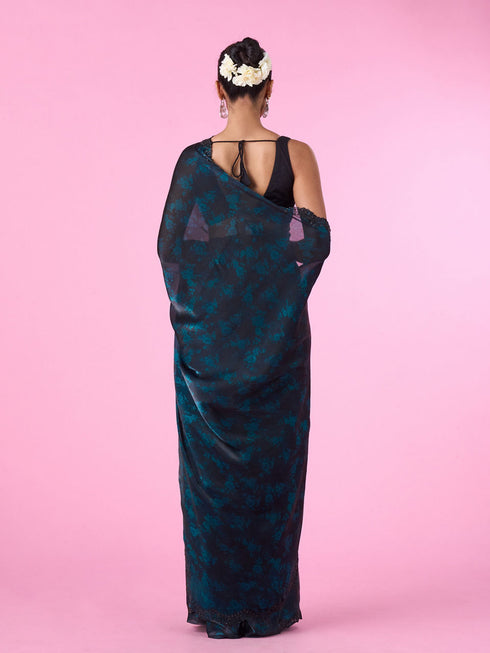 Mohey Elegant Blue Organza Saree