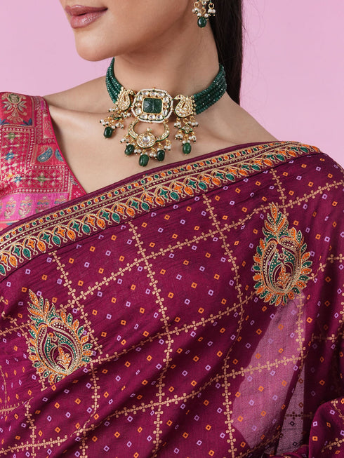 Mohey Enchanting Wine Saree
