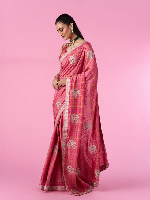 Mohey Enchanting Pink Radiance Saree