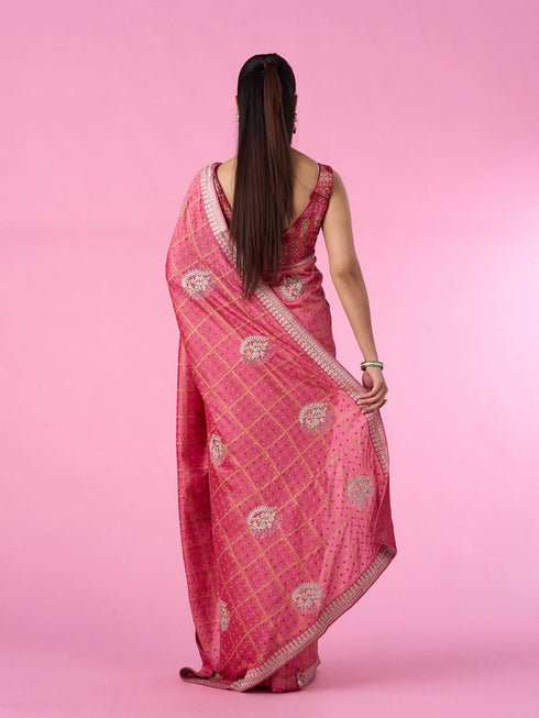 Mohey Enchanting Pink Radiance Saree
