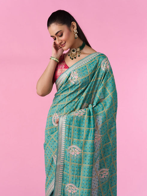 Mohey Sea Green Elegance Saree