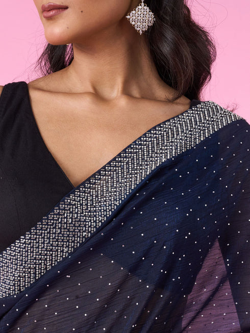 Mohey Indigo Organza Elegance Saree