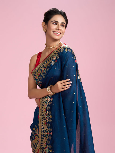 Mohey Royal Blue Elegance Saree
