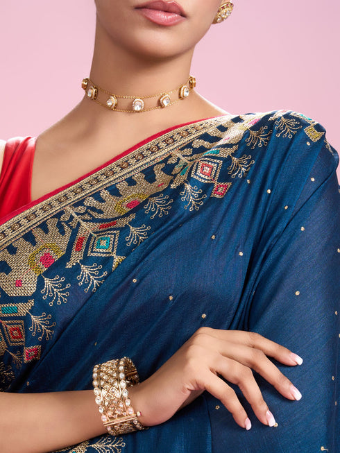 Mohey Royal Blue Elegance Saree