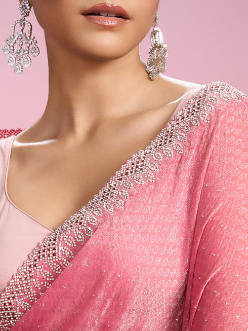 Mohey Pink Organza Elegance Saree