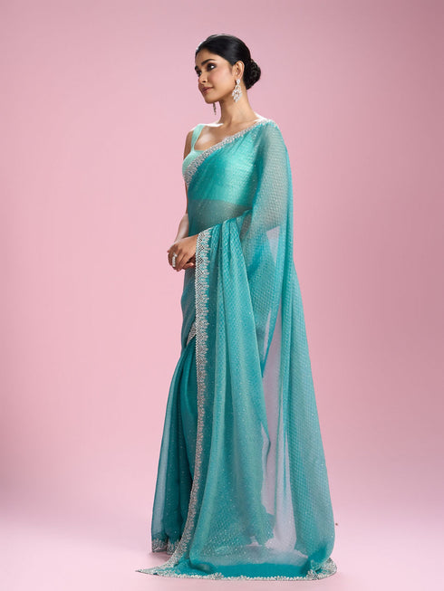 Mohey Elegant Sea Green Saree