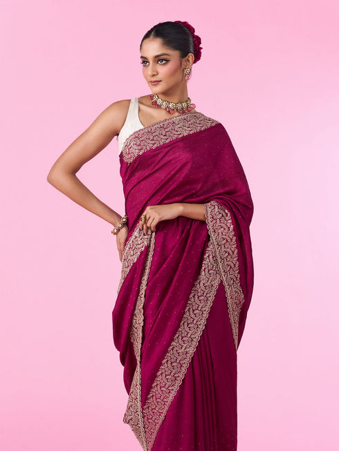 Mohey Chinon Wine Elegance Saree
