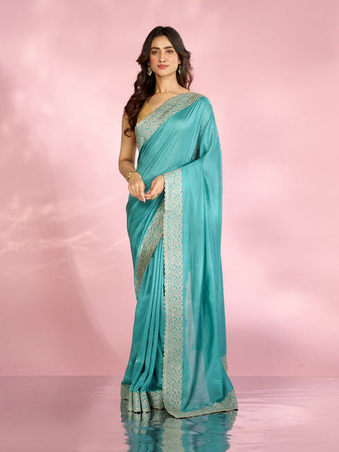 Mohey Glistening Light Blue Saree