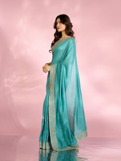 Mohey Glistening Light Blue Saree
