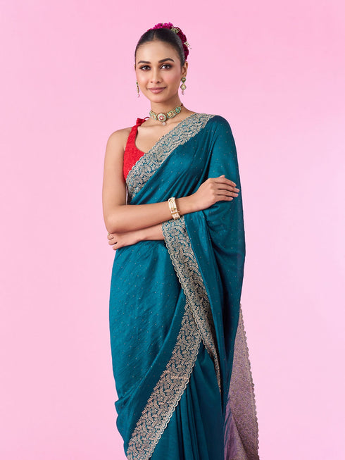 Mohey Emerald Elegance Chinon Saree