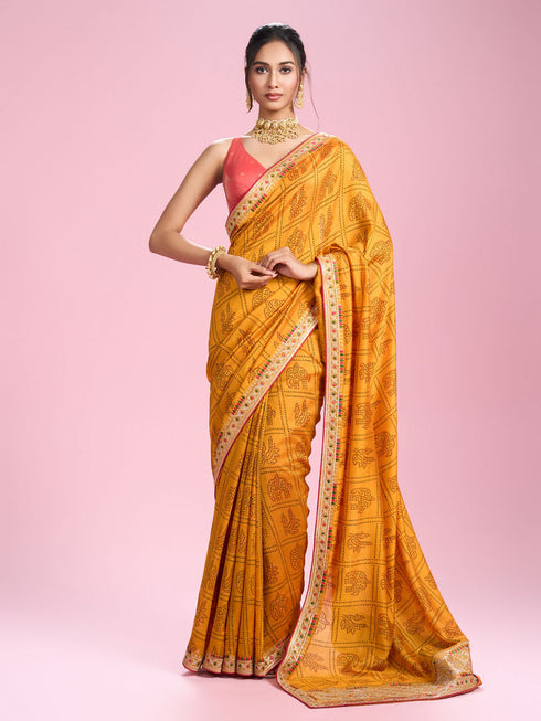 Mohey Sunshine Elegance Yellow Saree