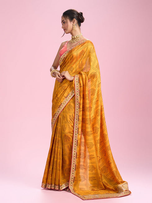 Mohey Sunshine Elegance Yellow Saree