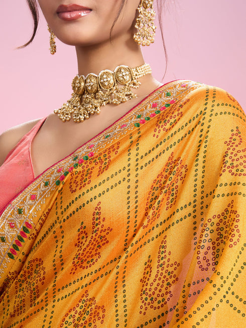Mohey Sunshine Elegance Yellow Saree