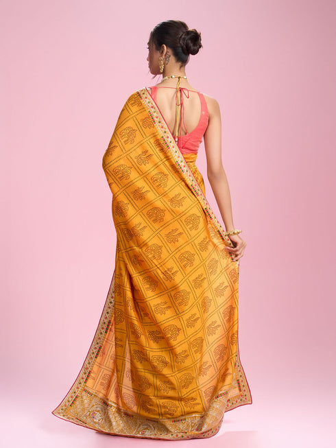 Mohey Sunshine Elegance Yellow Saree