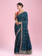 Mohey Elegant Teal Blue Chinon Saree