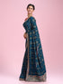 Mohey Elegant Teal Blue Chinon Saree