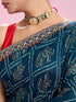 Mohey Elegant Teal Blue Chinon Saree