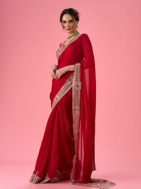 Mohey Ravishing Rani Pink Saree