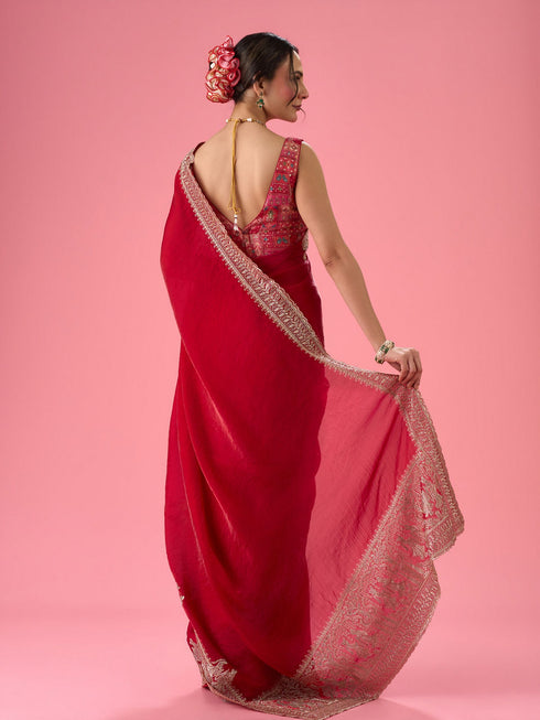 Mohey Ravishing Rani Pink Saree
