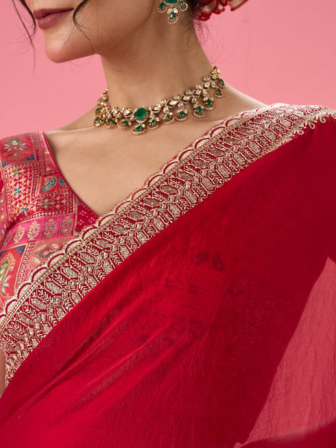 Mohey Ravishing Rani Pink Saree