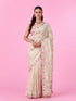 Mohey Elegant Cream Chinon Saree
