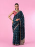 Mohey Radiant Blue Chinon Saree