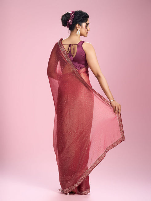Mohey Purple Organza Elegance Saree