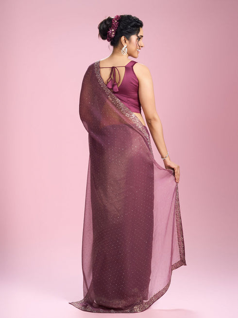 Mohey Pink Gajree Organza Saree