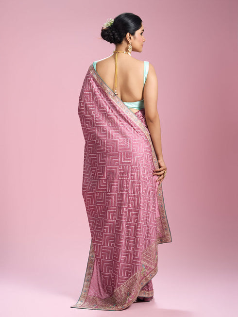 Mohey Ethereal Purple Chinon Saree