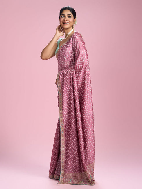Mohey Ethereal Purple Chinon Saree