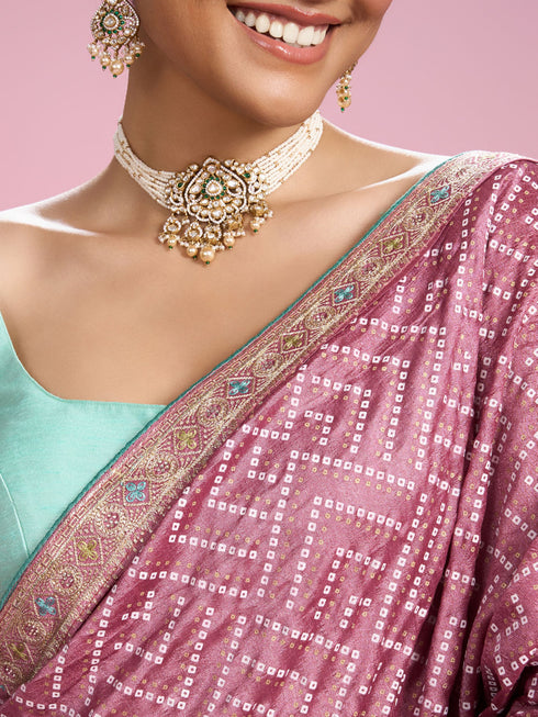 Mohey Ethereal Purple Chinon Saree