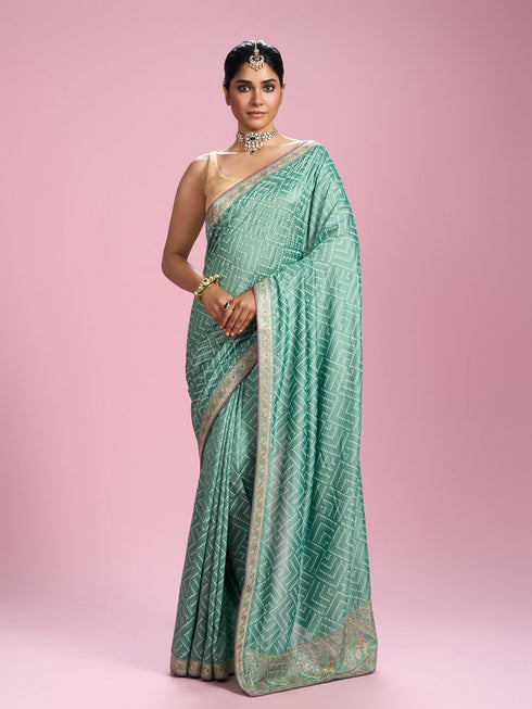 Mohey Sea Green Elegance Saree