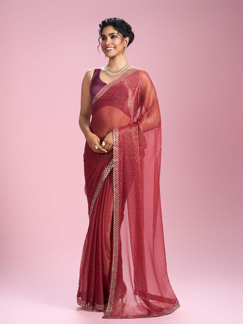 Mohey Gajree Pink Organza Elegance Saree